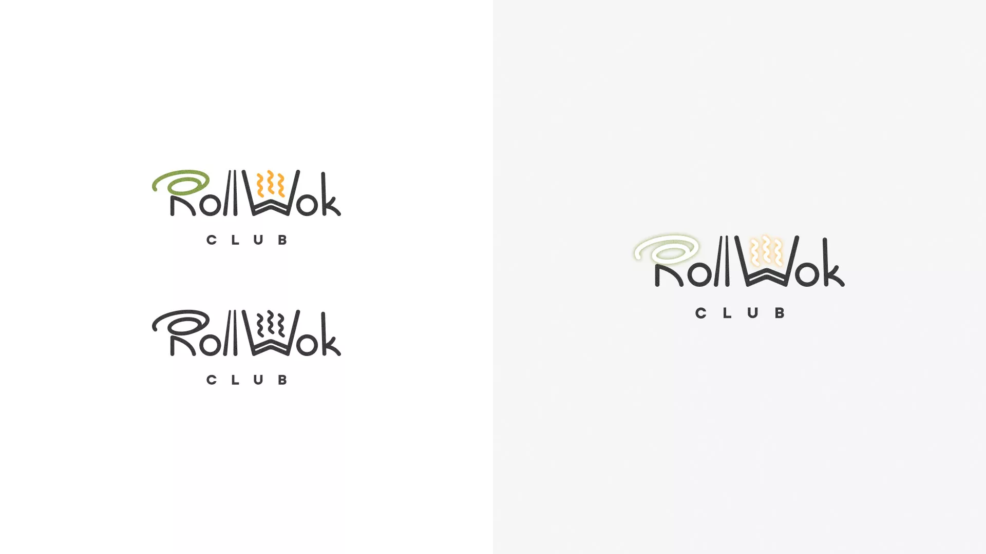 Разработка логотипа и фирменного стиля суши-бара «Roll Wok Club» в Малоархангельске